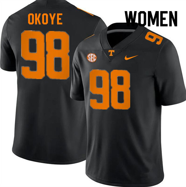 Women #98 Emmanuel Okoye Tennessee Volunteers College Football Jerseys Stitched-Black